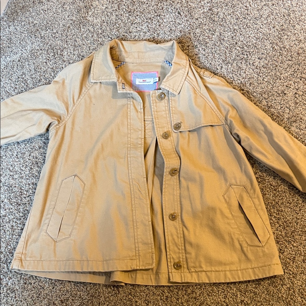 Vineyard Vines Beige Button-Up 3/4 Length Sleeve Jacket